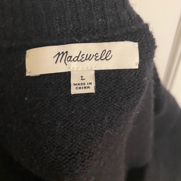 Madewell Sz L Black Wool V Neck Sweater - Picture 2 of 2
